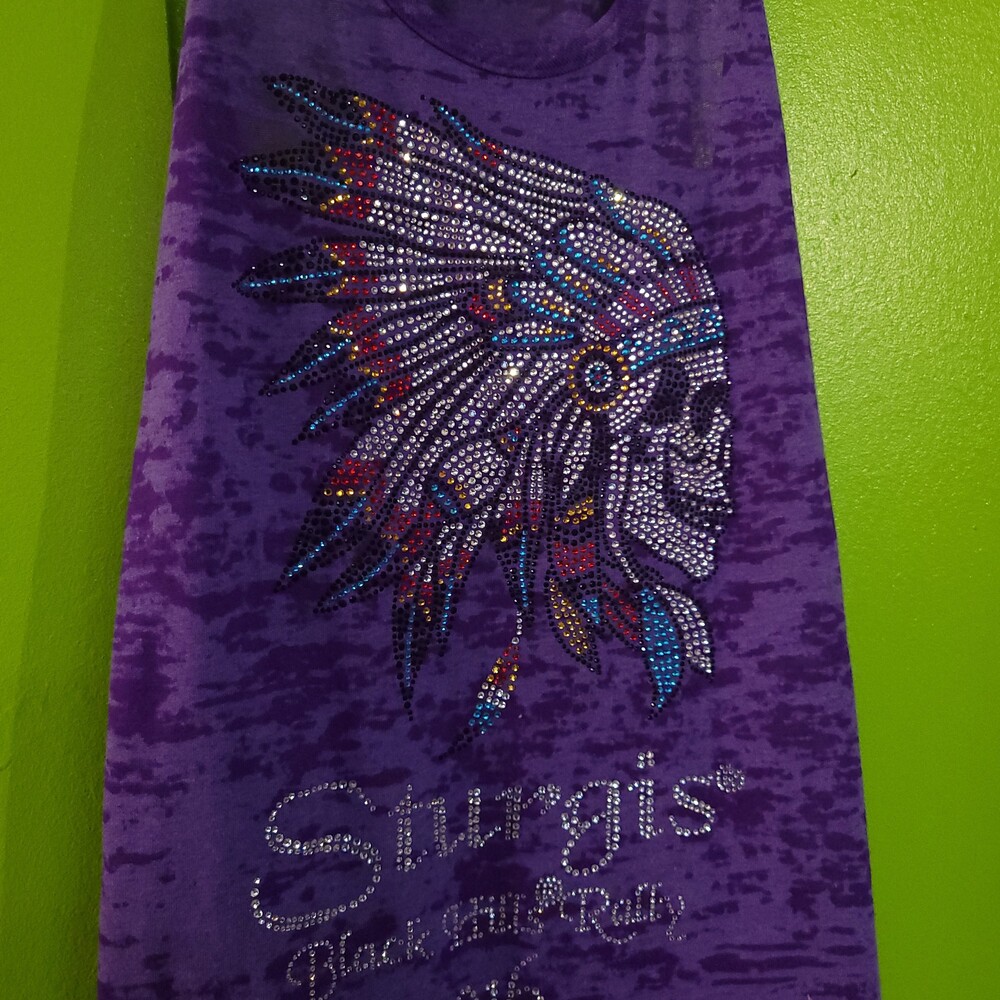 2016 Small Purple Tank Top Rhinestone Sturgis Rally motorcycle biker racer back